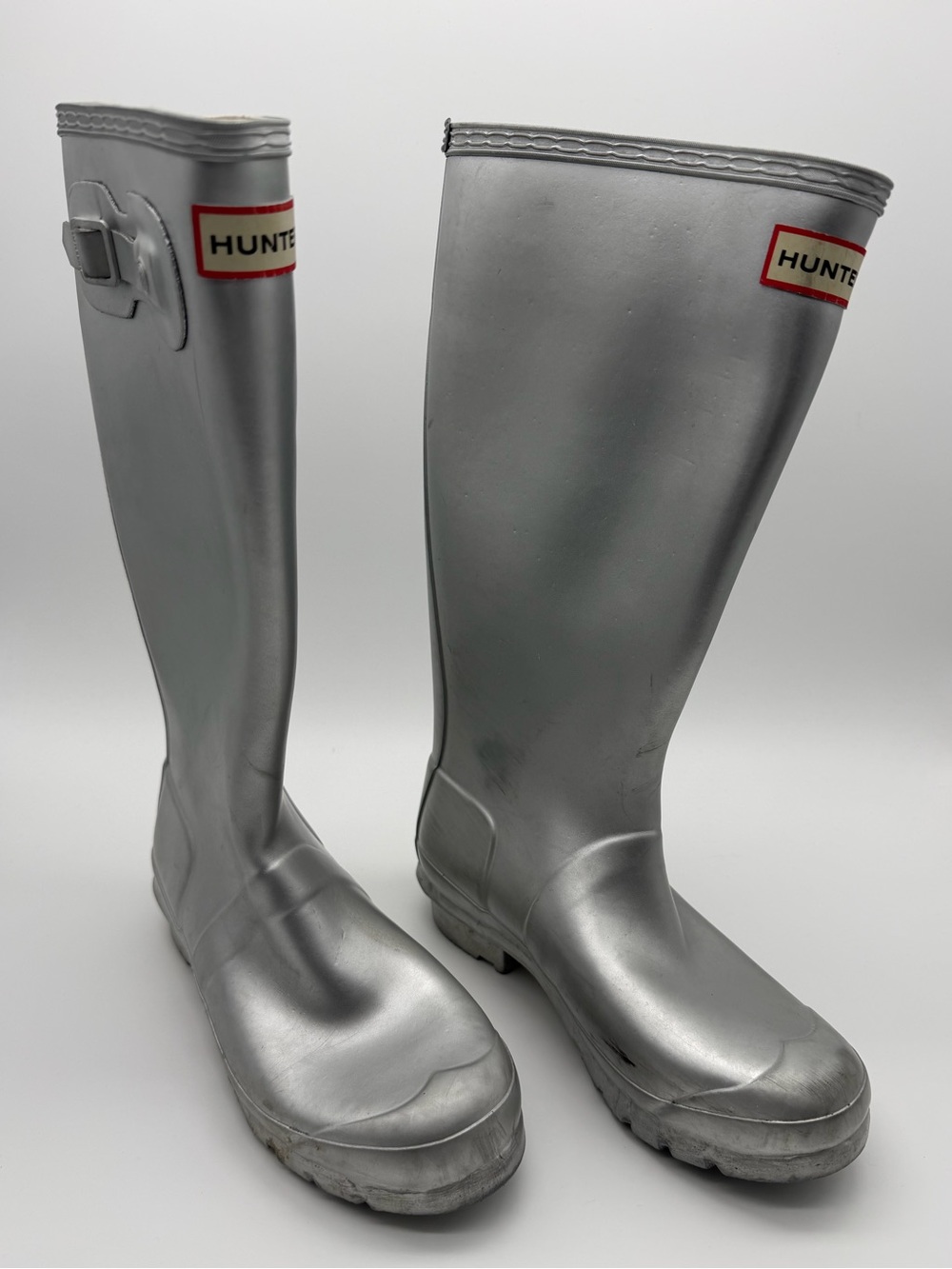 Hunter Original Kids Classic Silver Metallic Tall Rain Winter Boots Size US 4